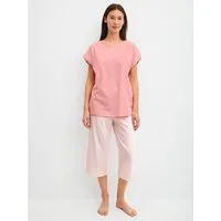 CALIDA Capri-Pyjama Lovely Nights (2 tlg) mit kurzem Arm und Rundhalsausschnitt, weiche Single-Jersey Qualität