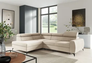 Ecksofa Schlafsofa Sofa TORONTO Stoff Element Creme Ottomane Links