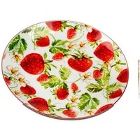 formano Frühstücksteller Strawberrys, Spülmaschinengeeignet, Weiß, Erdbeeren, H: 2cm