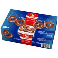 WEISS Süßigkeit, Weiss Herzen Sterne Brezeln Lebkuchen mit Vollmilchschokolade 500g