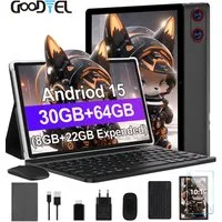GOODTEL Tablet Android 15, WiFi, 30GB RAM 64GB Speicher erweitern bis zu 1TB Tablet (10,1", Android 15, 64GB Speicher/erweiterbar auf 512TB,6000mAh,Gemini AI,WiFi,Widevine L1)