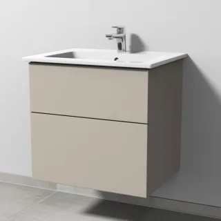 Sanipa 3way Keramik-Set Venticello Keramik-Waschtisch und Unterbau mit 2 Auszügen, Kaschmir-Matt SP3221U