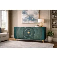 riess-ambiente Sideboard GOLDEN SUNSET 140cm türkis/gold - Massivholz, 3D-Front, Soft-Close (Einzelartikel, 1 St), handgefertigt mit viel Stauraum – ideal für Wohnzimmer & Esszimmer