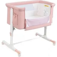 COSTWAY Beistellbett 3 in 1 Reisebett, 5-stufig höhenverstellbar,Matratze
