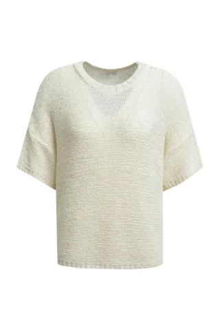 Milano Italy - 1/2 sleeve boxy pullover w roundneck sand - Gr. - M