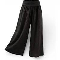 OriginalYou Haremshose Damen Flatterhose Baumwolle Sommerhose Leinen Optik Culotte Volant Middle Waist