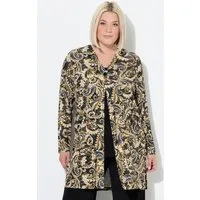 Ulla Popken Longshirt Jerseyjacke Paisleymuster A-Linie V-Ausschnitt