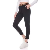 Kendindza Chinohose Chino Damen Hose Stretch mit Gürtel Stoffhose Damen elegant lang - 7/8 Elastisch Gürtel