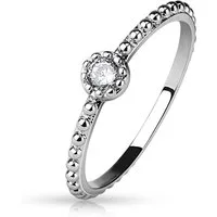 BUNGSA Fingerring 57 (18.1) Kristall Fingerring schmal silber Damen Zirkonia Stein (Ring, 1-tlg), Damen Herren