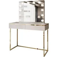 Lookway Schminktisch AURORA GOLD ELITE Kaschmir mit Spiegel, 102x80x43,6 cm