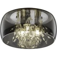 TRIO Leuchten Deckenleuchte Crystel, ohne Leuchtmittel, warmweiß - kaltweiß, Elegante Deckenlampe mit Glasschirm Ø 34cm, exkl 3xE14 Leuchtmittel