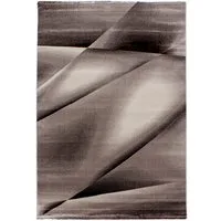 Teppium Teppich Abstrakt Design, Rechteckig, Höhe: 12 mm, Modern Kurzflor Teppich Wohnzimmer Abstrakt Design Braun Pflegeleicht