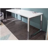 riess-ambiente Schreibtisch WHITE DESK 160cm weiß / silber, Arbeitszimmer · Hochglanz · Modern Design · Metall · Home Office