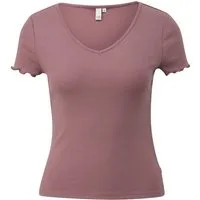QS Kurzarmshirt T-Shirt Schmal geschnittenes T-Shirt aus Rippware