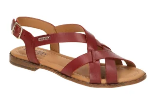 Pikolinos W0X-0556ST rubi ALGAR Damen Sandalette Rot Gummisohle 1cm Blockabsatz