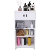 JEOBEST Badkommode Freistehende Bodenschränke, Beistellschrank, Aufbewahrungsschrank, Platzsparendes Badmöbel, Weiß 75x22x36cm