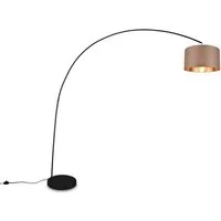 TRIO Leuchten LED Bogenlampe große Ausladung & Stoffschirm Höhe 210cm, Dimmfunktion, LED wechselbar, Warmweiß, große XXL Bogen Stehlampe für Esstisch & Wohnzimmer inkl. Leuchtmittel