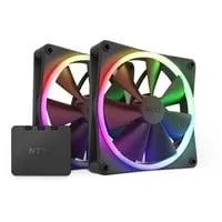 F140 RGB Twin Pack 140x140x26, Gehäuselüfter schwarz, 2er Pack inkl. RGB & Fan Controller, 140 mm