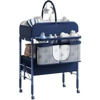 GarveeMore Wickeltisch Höhenverstellbarer Wickeltisch Klappbar, mit Rollen & Schubladen