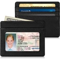 Fintie Mini Geldbörse Flache Kartenetui Ausweishülle, Premium Kunstleder RFID Schutz, Slim Geldbeutel Kreditkartenetui mit ID-Fenster & Schnellzugriff-Fach