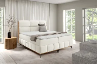 Boxspringbett Schlafzimmerbett CHARLIE PREMIUM 120x200cm Stoff Fibi Ecru
