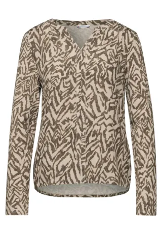 Street One - Bedrucktes Shirt beige/grün - Gr. - 36
