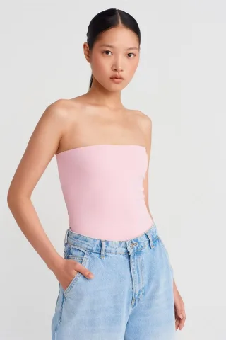 Trägerlose Slim-Fit-Jersey-Bluse