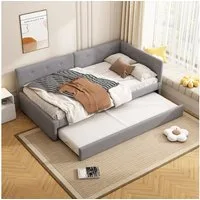 Flieks Daybett, Tagesbett Schlafsofa Polsterbett 90x200cm mit Ausziehbett 90x190cm