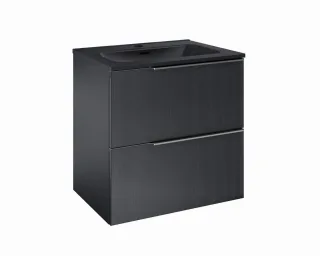 Cosmic Wish Unterschrank 2 Schubladen mit Keramik-Waschbecken , schwarz matt, WJC780M3060108 WJC780M3060108