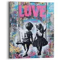 Reinders! Deco-Panel Swinging Kids, Kinderzimmer - Graffiti - Kinder - Schaukel - Mehrfarbig - MDF