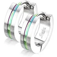 Order & Smile Schmuck Klappcreolen Männer Creolen bicolor: gebürstete Edelstahl Klappcreolen Ohrringe
