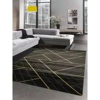 Carpetia Teppich Teppich Wohnzimmer moderner Teppich geometrisches Muster schwarz gold, rechteckig, Höhe: 12 mm