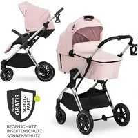 Hauck Kombi-Kinderwagen Vision X Duoset Silver - Melange Rose, 2in1 Kinderwagen Buggy Set mit Babywanne, Sportsitz und Regenschutz