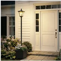 Outsunny Außen-Stehlampe Wetterfeste Wegleuchte mit LED, 10 Std. Beleuchtung, Automatische Dämmerungserkennung, LED wechselbar, Warmweiß, für Außen, 33 x 33 x 160 cm, Schwarz