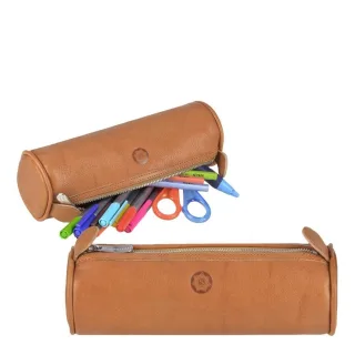 Schlampermäppchen Rolle Leder naturbraun 20x6x6cm | Sonnenleder Lotta. Langlebige Qualität für Schule und Beruf in natürlichem, zeitlosem Design.