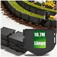 XERSEK Beetumrandung Kunststoff Rasenkante 10,7m Gartenzaun Beeteinfassung Palisaden, Einfach einschlagen, Keine Gräben ausheben, 153x131mm pro Stück, Kombinierbar Gartenborder für Beete, Wege, Rasen und Weitere Formen
