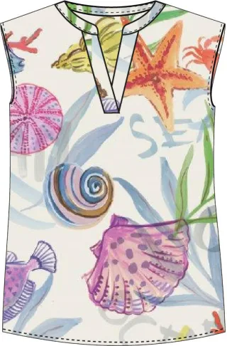 Milano Italy - Blousetop with panel and v-neck colorful print - Gr. - 38