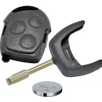 mt-key Auto Schlüssel + 1x Rohling Tibbe FO21 + 1x passende CR2032 Knopfzelle, CR2032 (3 V), für Ford Funk Fernbedienung