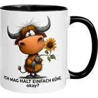 Momentals Tasse Kuh – „Ich mag halt einfach Kühe - okay“ – lustiges Geschenk Landwirt, Gratis Versand · Links-&Rechtshänder · Spülmaschinenfest