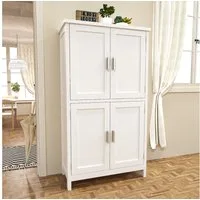 oyajia Mehrzweckschrank Küchenschrank Badezimmerschrank (mit Türen & verstellbarem Regal,Vorratsschrank Holz) Bücherschrank, Wohnzimmerschrank, mit 4 Türen, 60x30x110cm, weiß