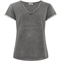 Zwillingsherz T-Shirt "Positive Mind" Fransen, V-Ausschnitt