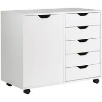 COSTWAY Rollcontainer, Aktenschrank mit 5 Schubladen, auf Rollen, 79x39x65cm