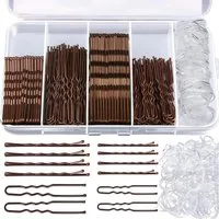 FOUORTUNATE-BEE Haarnadeln 500 Stück Haarnadeln Klein Bobby Pins Set, Hair Pins 2inch 2.75inch, Durchsichtige Haargummi mit Aufbewahrungsbox für Frauen Mädchen