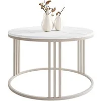 Lookway Couchtisch LORI MATT, runder Couchtisch mit kaschmirfarbenem Gestell (1x Tisch), Durchmesser: ⌀70 cm