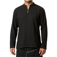 PANASIAM Langarmhemd Fischerhemd Herren - Fisherman Shirt aus 100% Baumwolle ohne Kragen Leichtes Sommerhemd mit Henley Ausschnitt auch als Mittelalterhemd