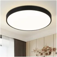 Nettlife LED Panel Schwarz Rund Flach Ø21cm Modern 12W Deckenleuchte, LED fest integriert, Warmweiß, Küche Flur Keller Schlafzimmer Büro Wohnzimmer