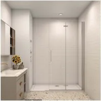 AICA Walk-in-Dusche H:195cm Scharniertür Duschwand Drehtür Duschtür Duschabtrennung, Einscheibensicherheitsglas, mit Antikalk- Versiegelung