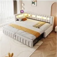 Odikalo Schlafsofa Schlafcouch Tagesbett Daybed Daybett USB Kopfteil 90x200cm Mehrfarbig