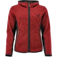 OS Trachten Strickfleecejacke Zumgu Outdoorjacke mit Kapuze mit Kontrastfutter und Hirsch-Stickerei