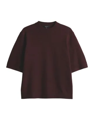 Opus - Kurzarm-Strickshirt rot - Gr. - 38